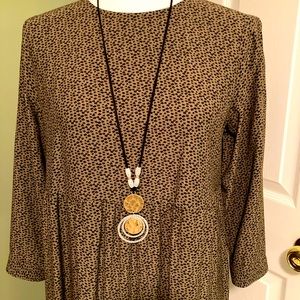 Black leather gold/silver necklace